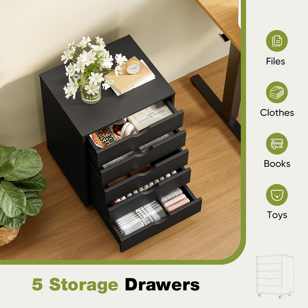 5 Drawer Wooden Dresser S779
