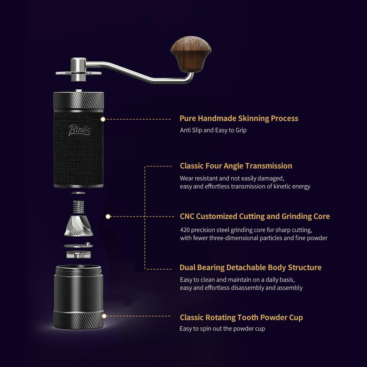 Manual Coffee Bean Grinder with Stainless Steel Conical Burr P25378
