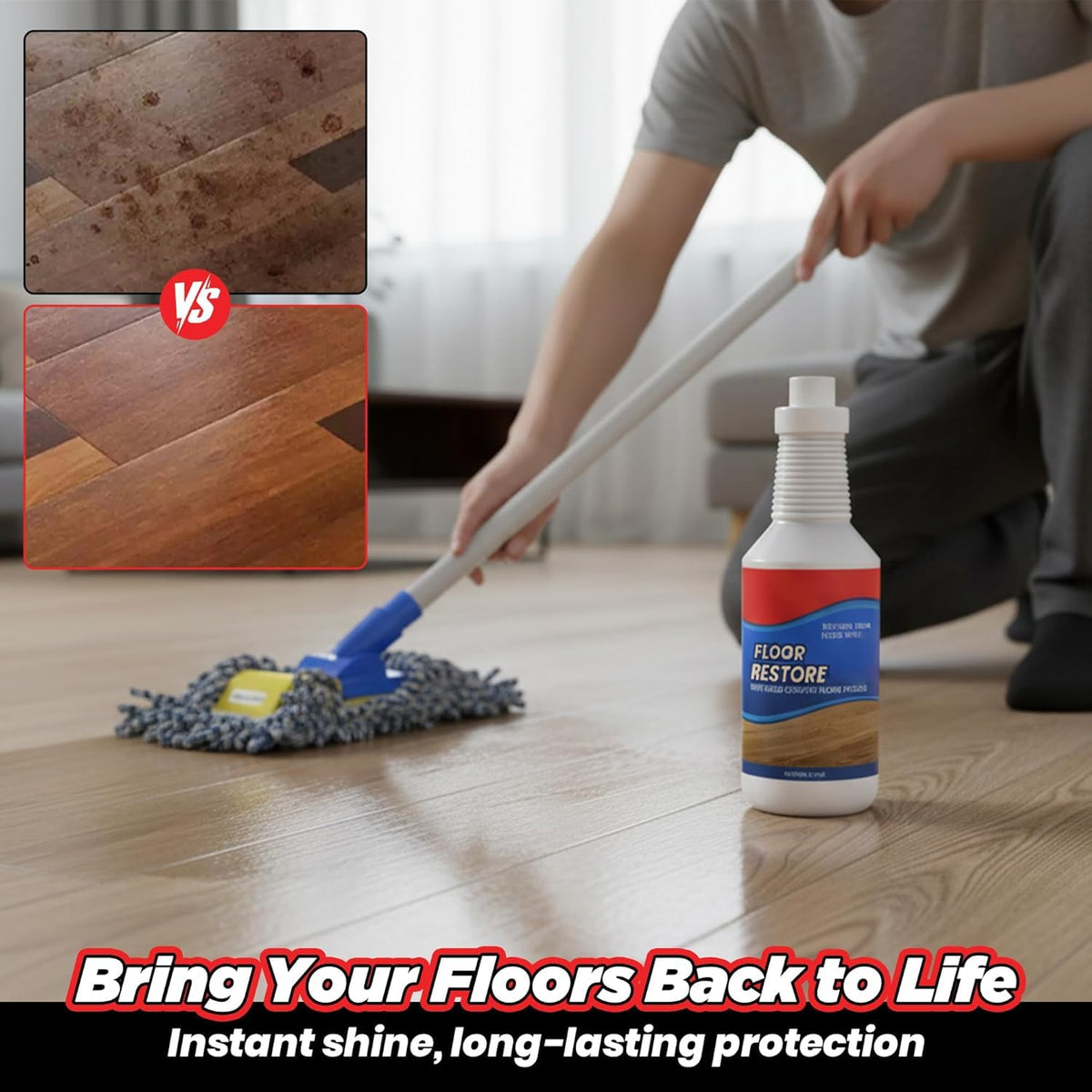 Floor Restore Cleaner, High Solid Content Floor Polish (2 PACK) A8492