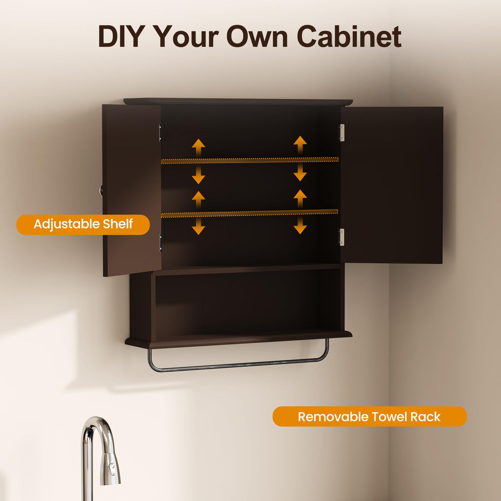 Wall Mounted Bathroom Medicine Cabinet with Towel Rack 22x25 inch M291