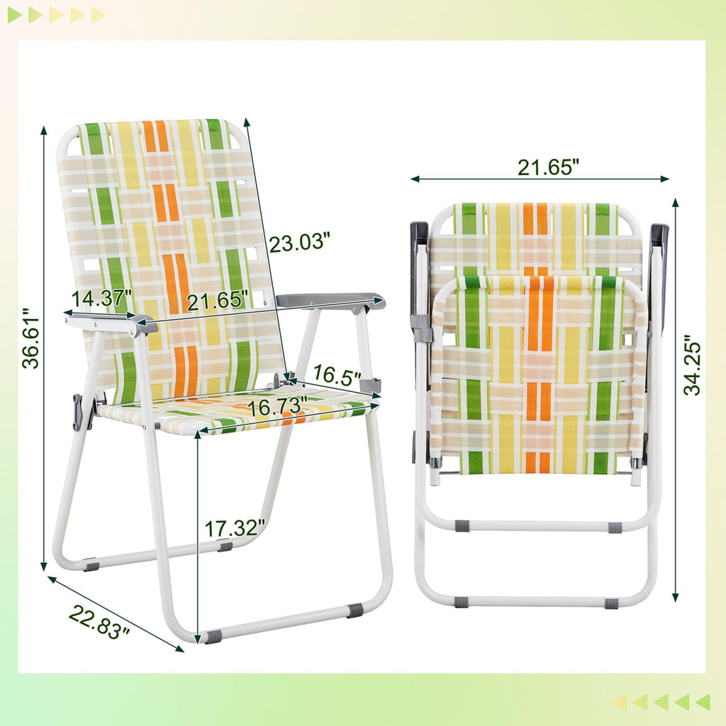 2 Pack Green Foldable Beach Chairs D459
