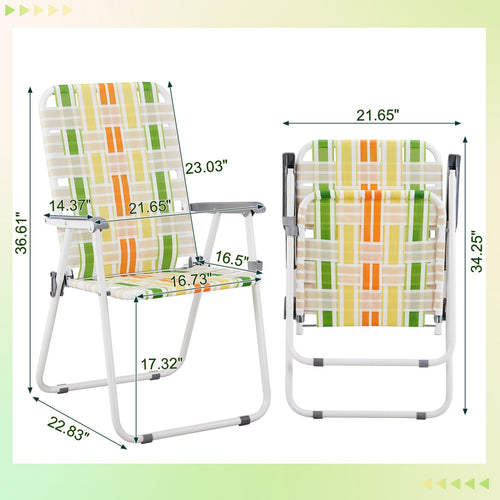 2 Pack Green Foldable Beach Chairs D459
