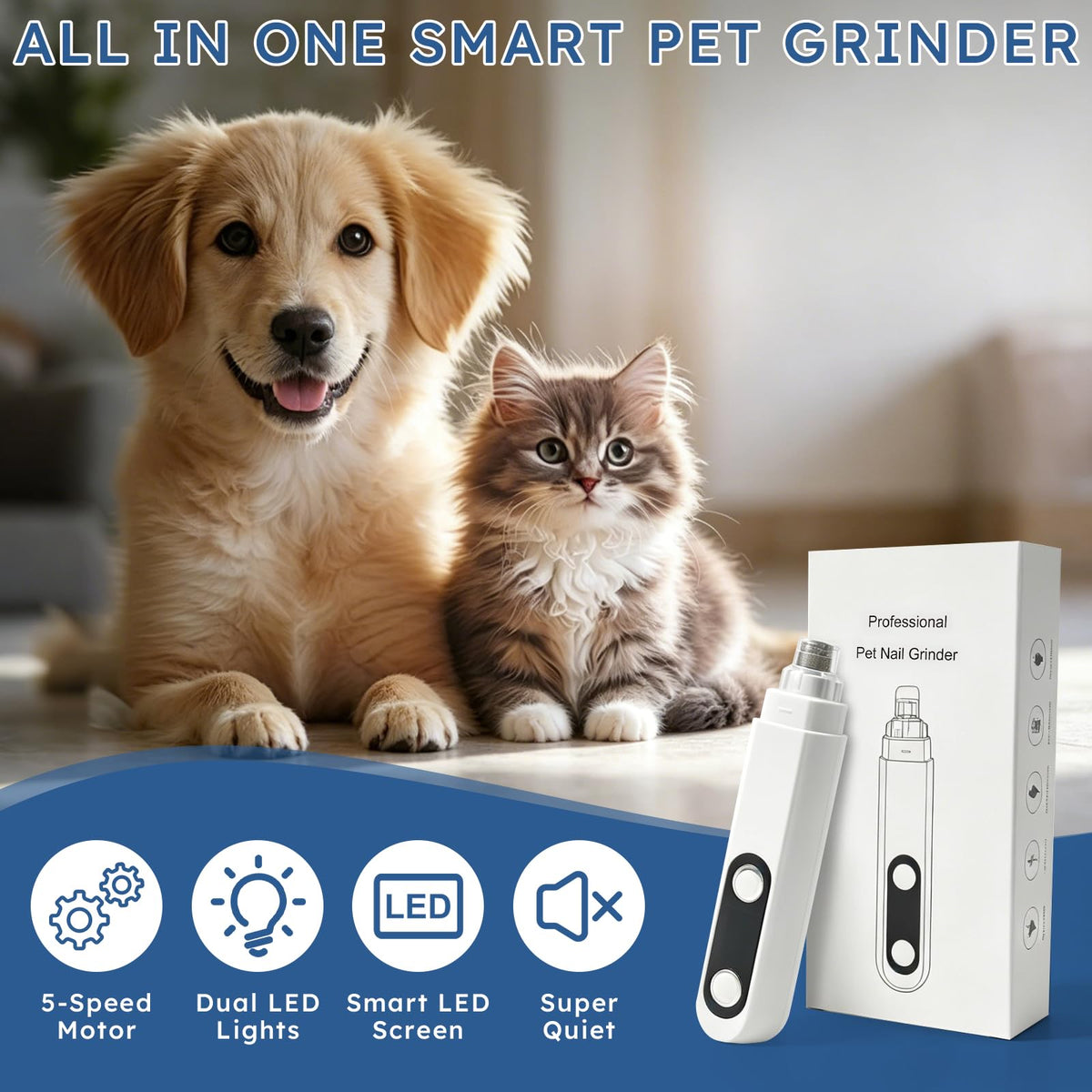 5-Speed Dog Nail Grinder with 2 LED Lights J1247