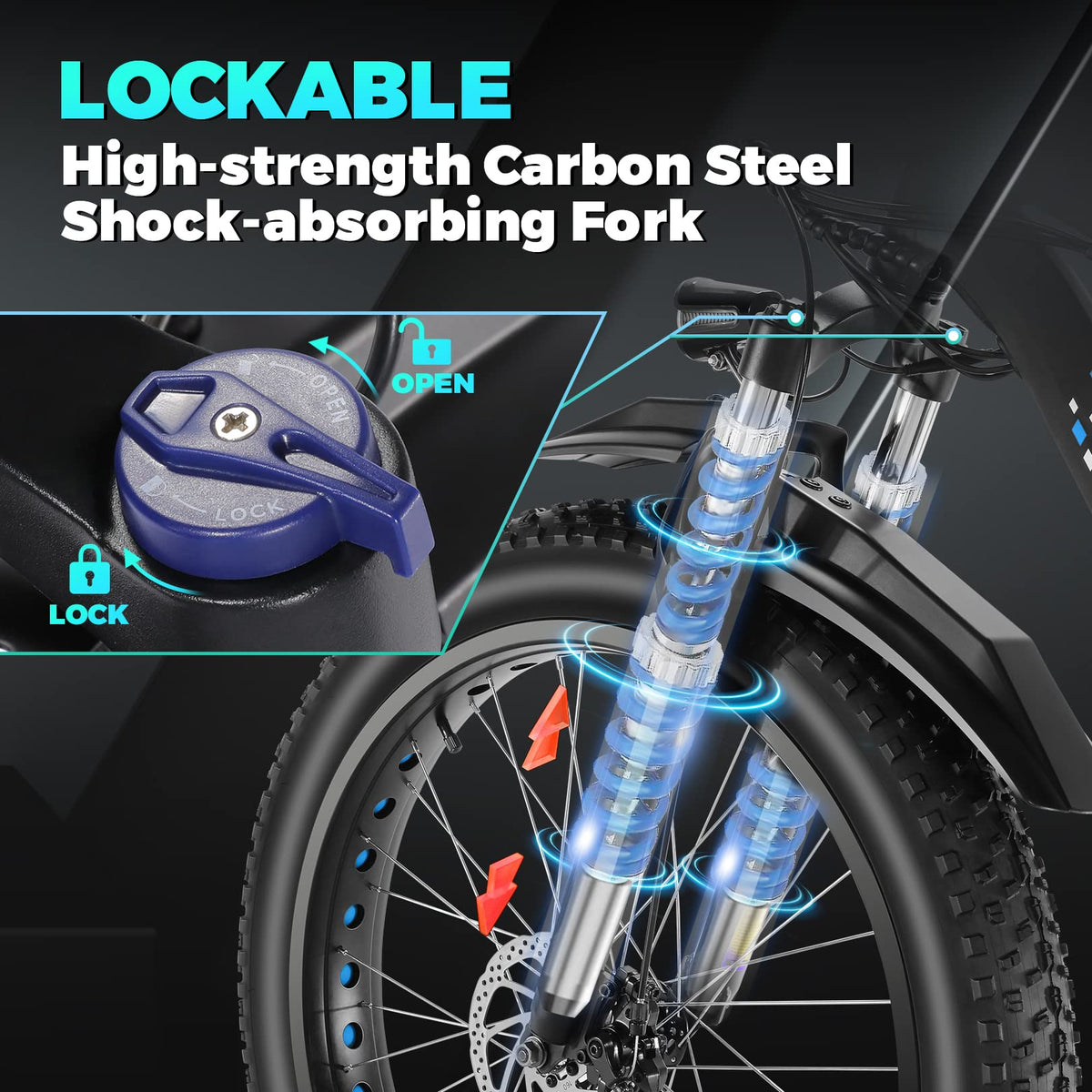 26" Fat Tire Electric Bike 750W 48V 7 Speed U3765