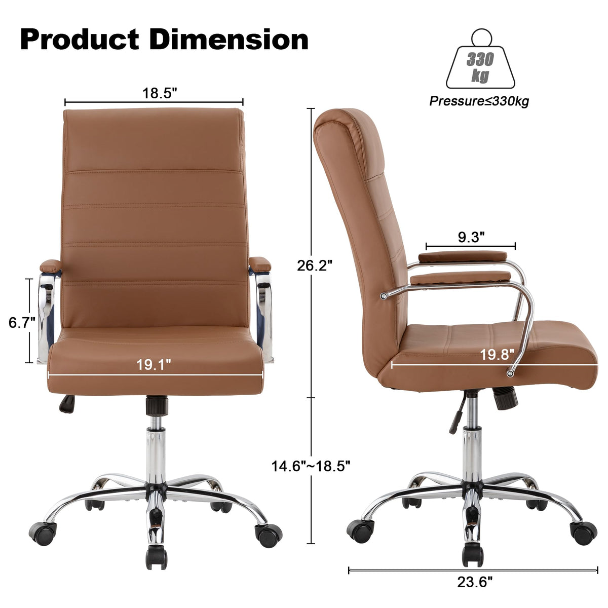 Brown Leather High Back Office Chair with Armrest M66137