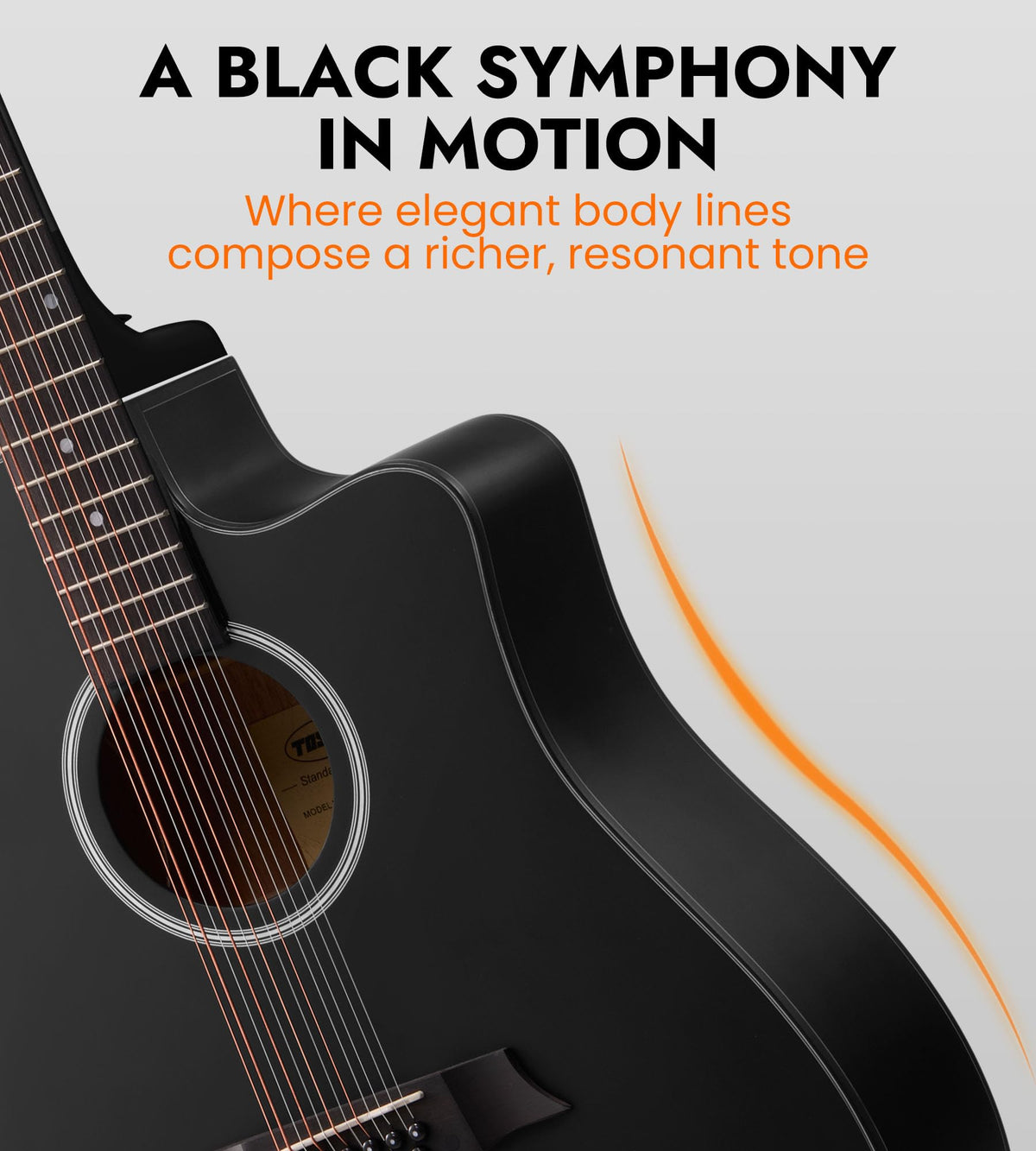 12 String Black Cutaway Acoustic Electric Guitar J655