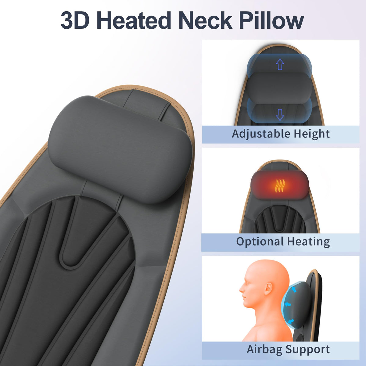 Vibration Back Massager with Heat, 8 Motor Massage Seat Cushion N460616