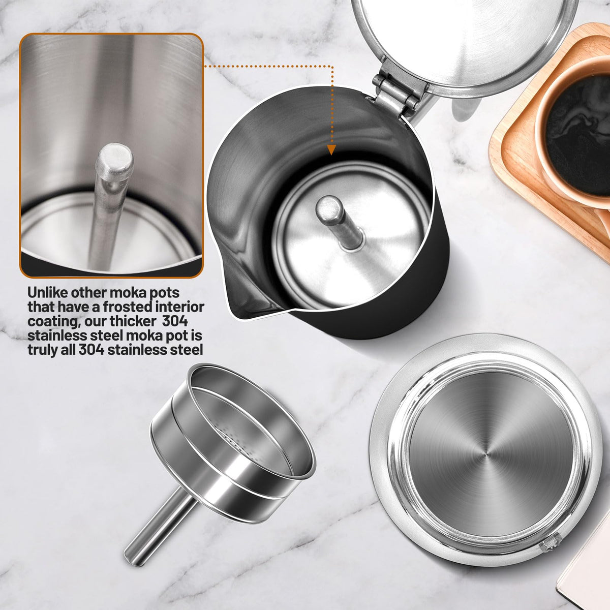 12 Cup Thickened 304 Stainless Steel Moka Pot O37297