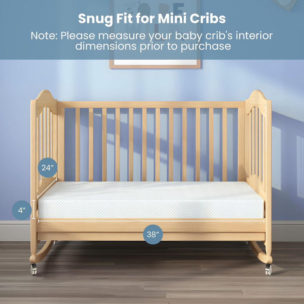 Mini Crib Mattress, 38x24x4 Inch Dual-Sided Gel Memory Foam I1420