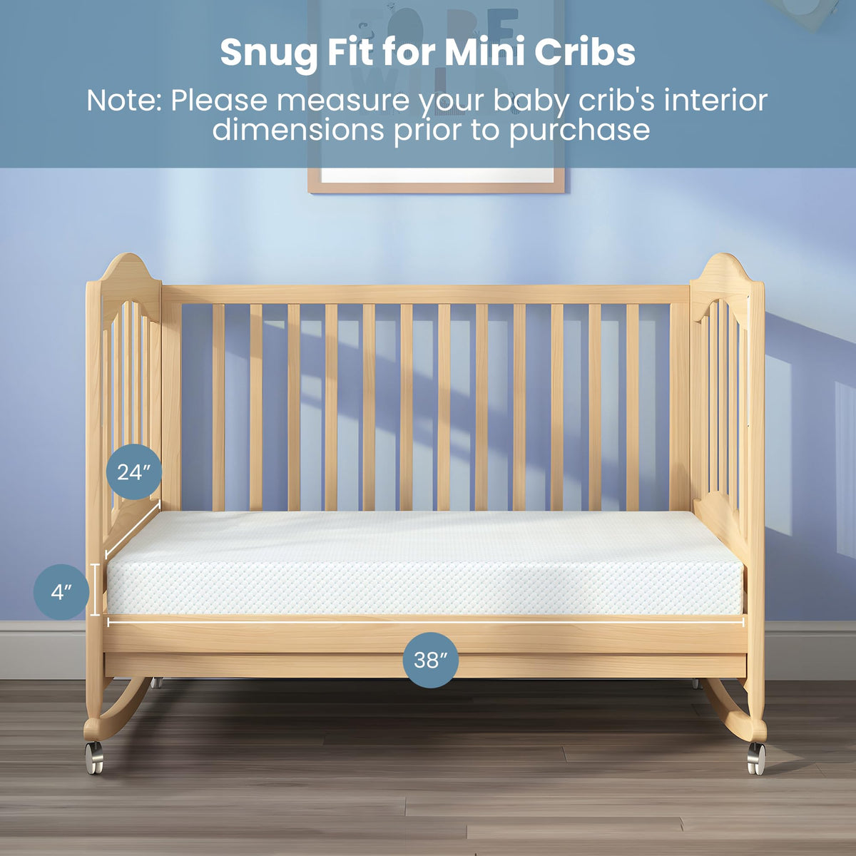 Mini Crib Mattress, 38x24x4 Inch Dual-Sided Gel Memory Foam I1420