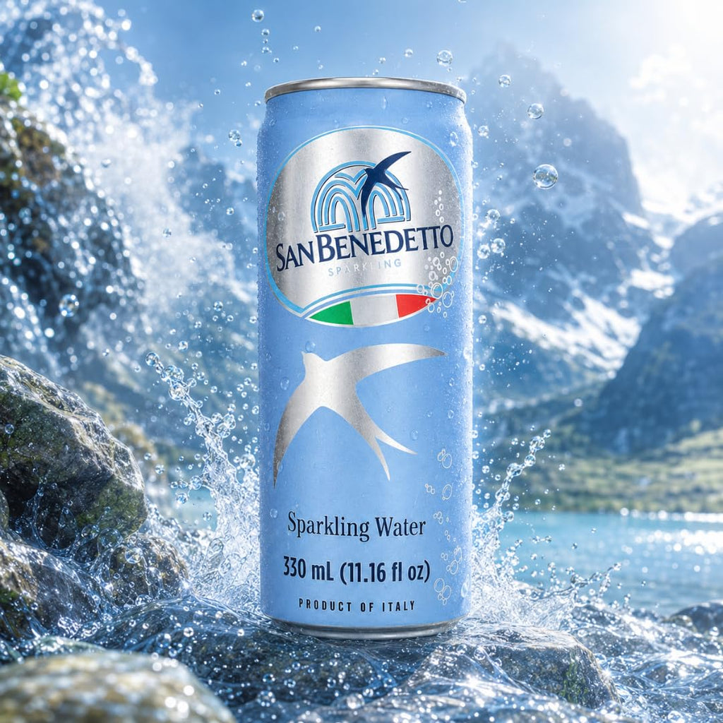 Imported Italian Sparkling Mineral Water 330mL Slim Cans Pack of 12 K193