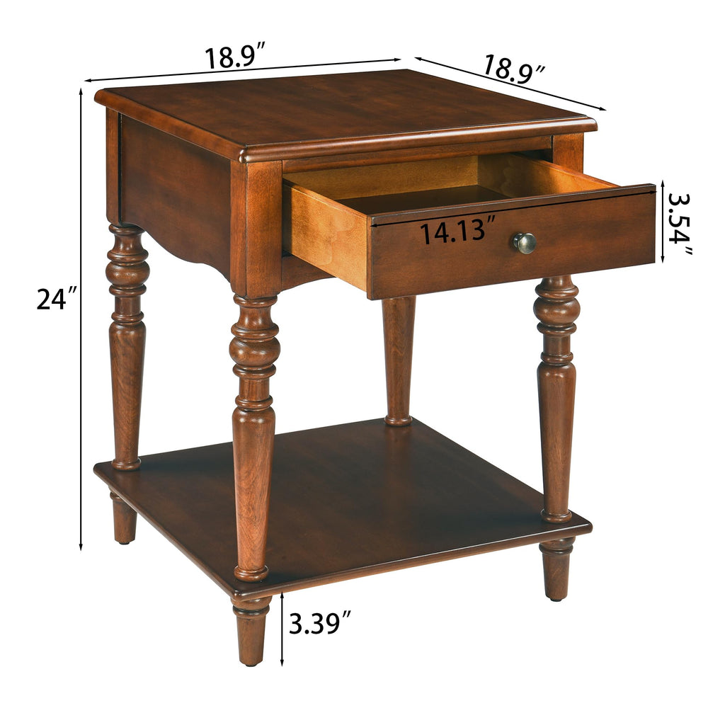 Caramel Brown Coffee Table and Two End Tables with Storage Drawer T936008