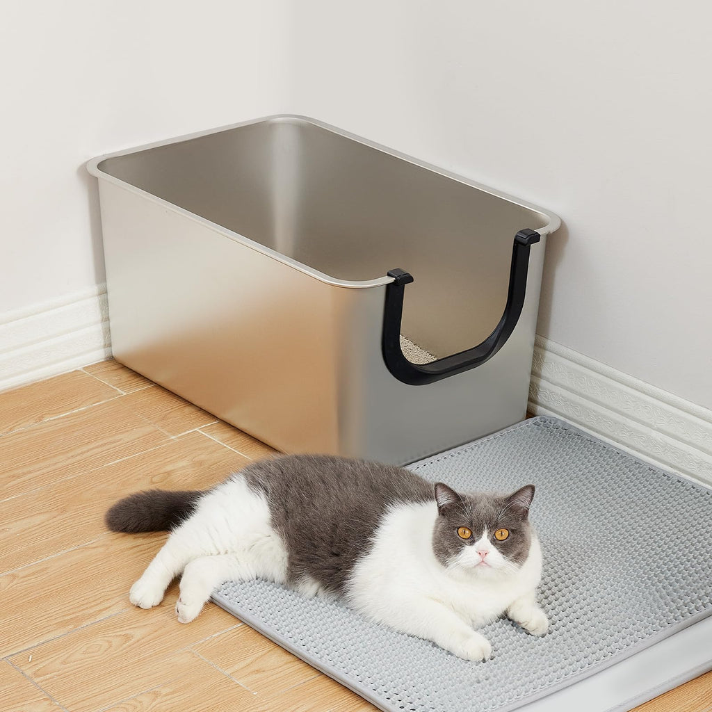 Extra Large Stainless Steel Cat Litter Box with High Sides V561677
