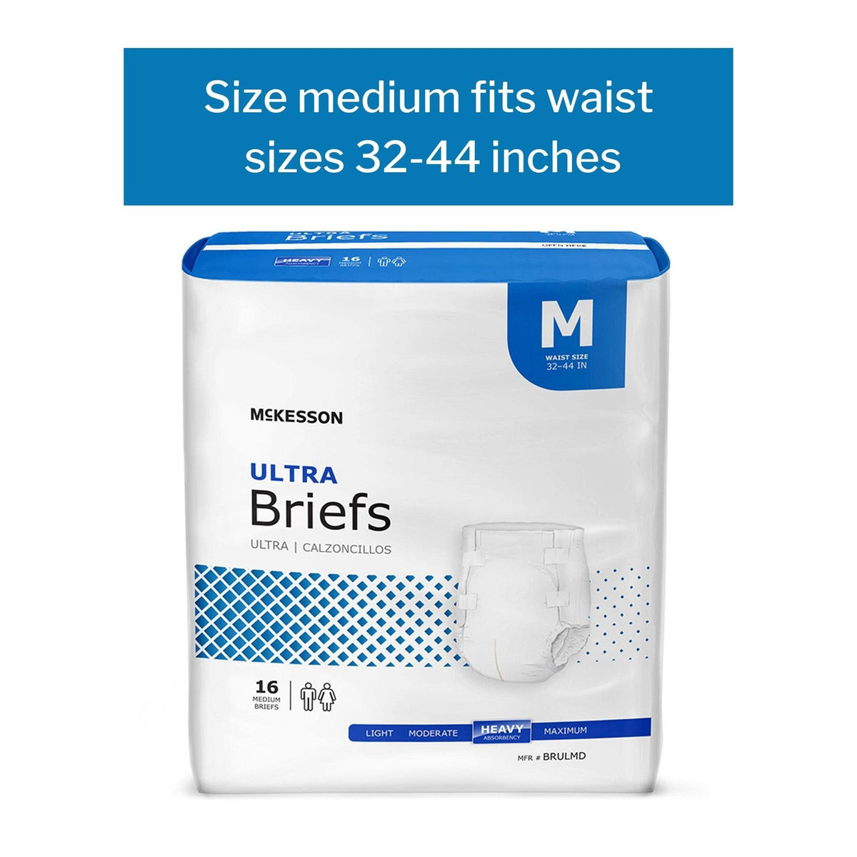 Adult Disposable Ultra Brief Diaper, Medium, Heavy Absorbency, Tab Closure, Case of 96 R158781
