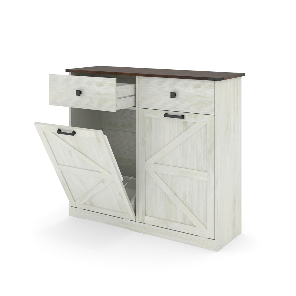 20 Gallon Double Tilt-Out Trash Can Cabinet White E615532