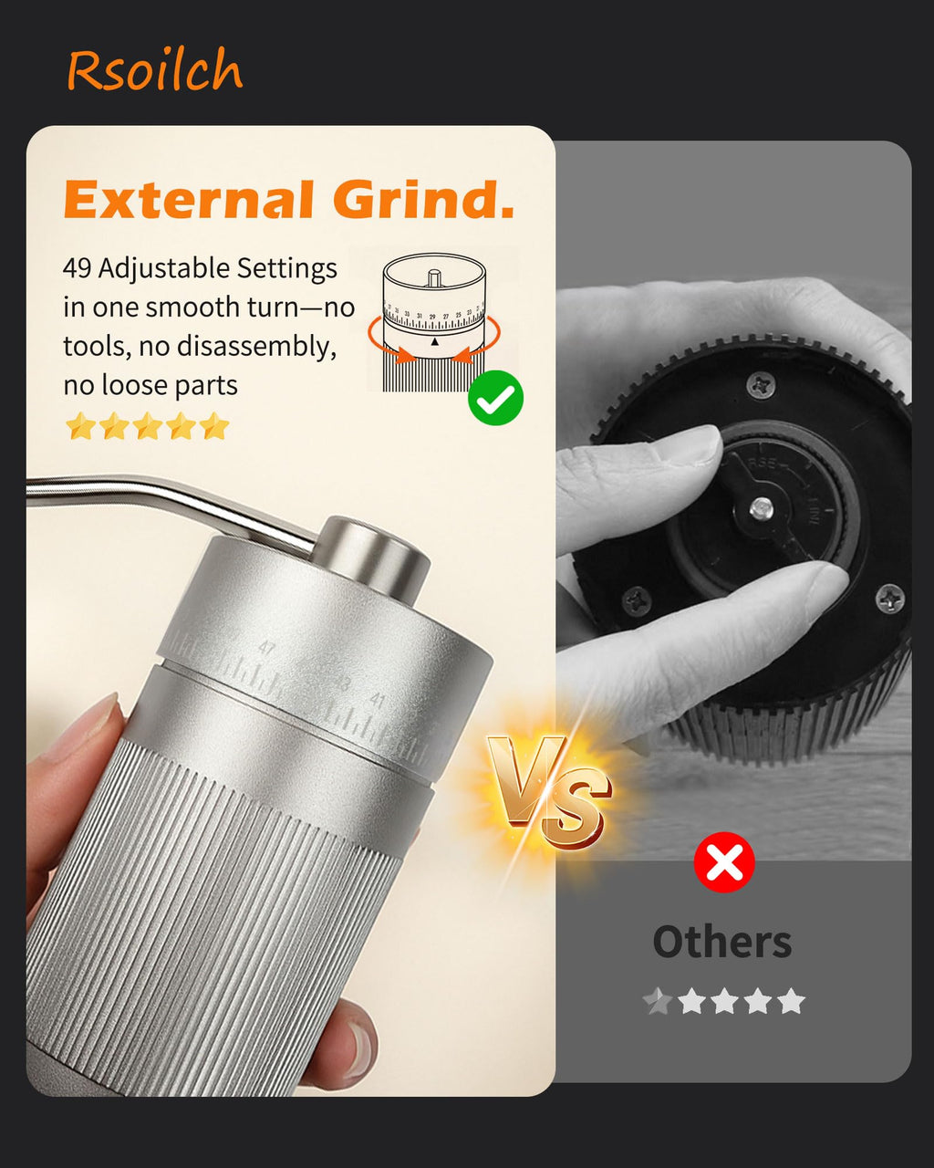 Manual Stainless Steel Conical Burr Coffee Grinder A966309