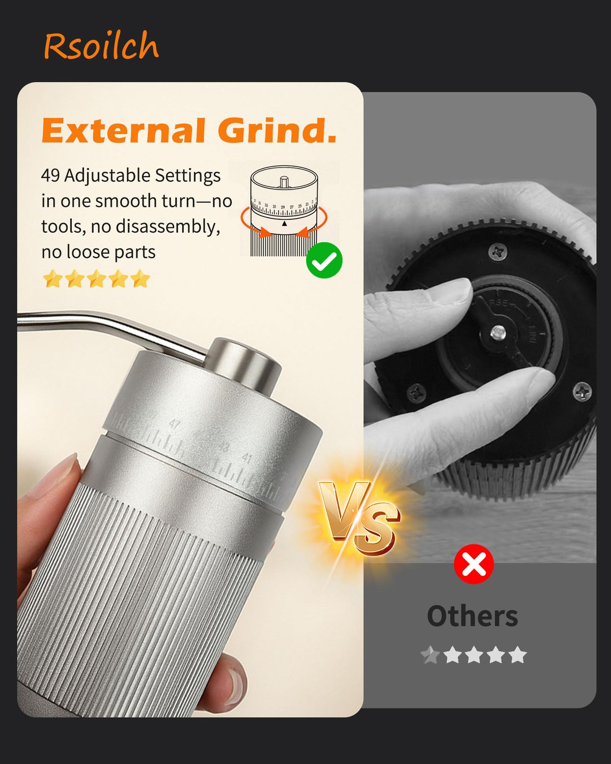 Manual Stainless Steel Conical Burr Coffee Grinder A966309