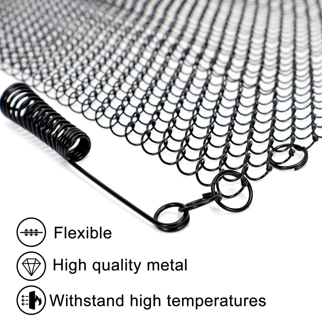 2 Pack Black Metal Fireplace Mesh Screen Curtain F648