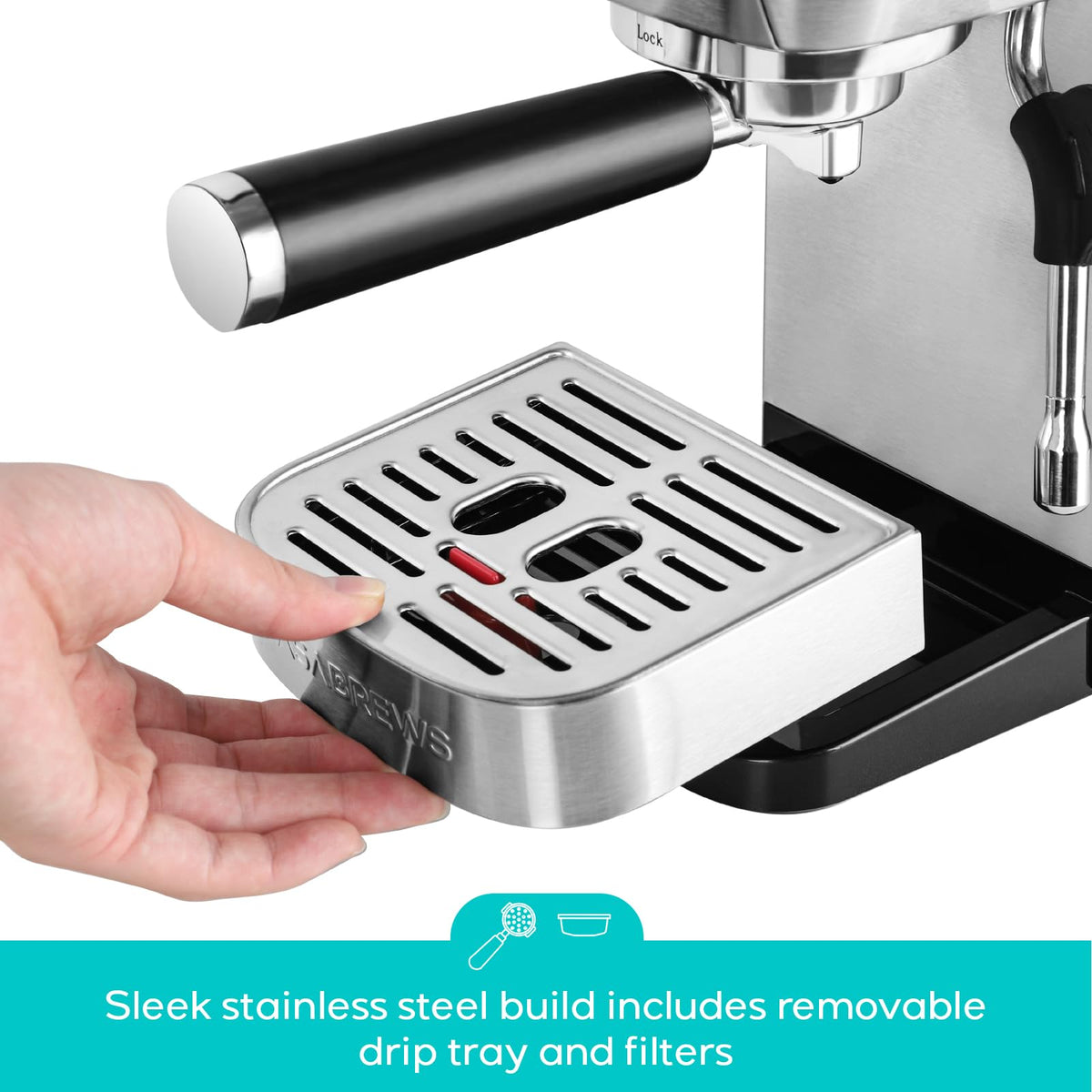 Stainless Steel Espresso Machine with Steam Wand U5482