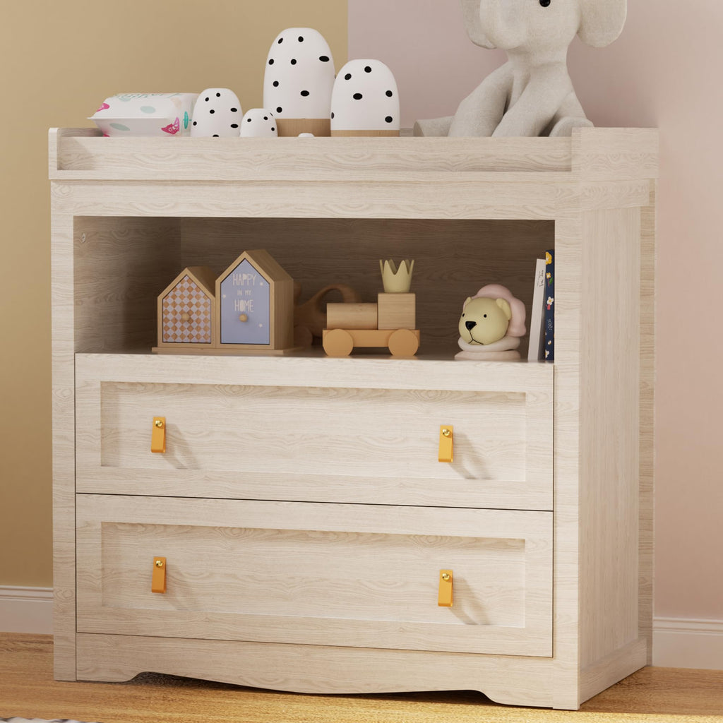 Beige Baby Dresser with Changing Table Top E76571