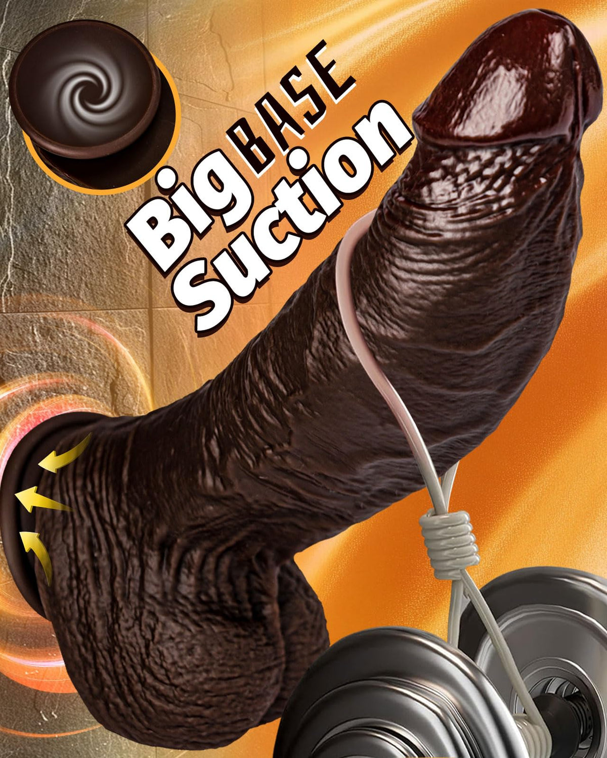 10.5'' Thick Black Realistic Curved Dildo L691310