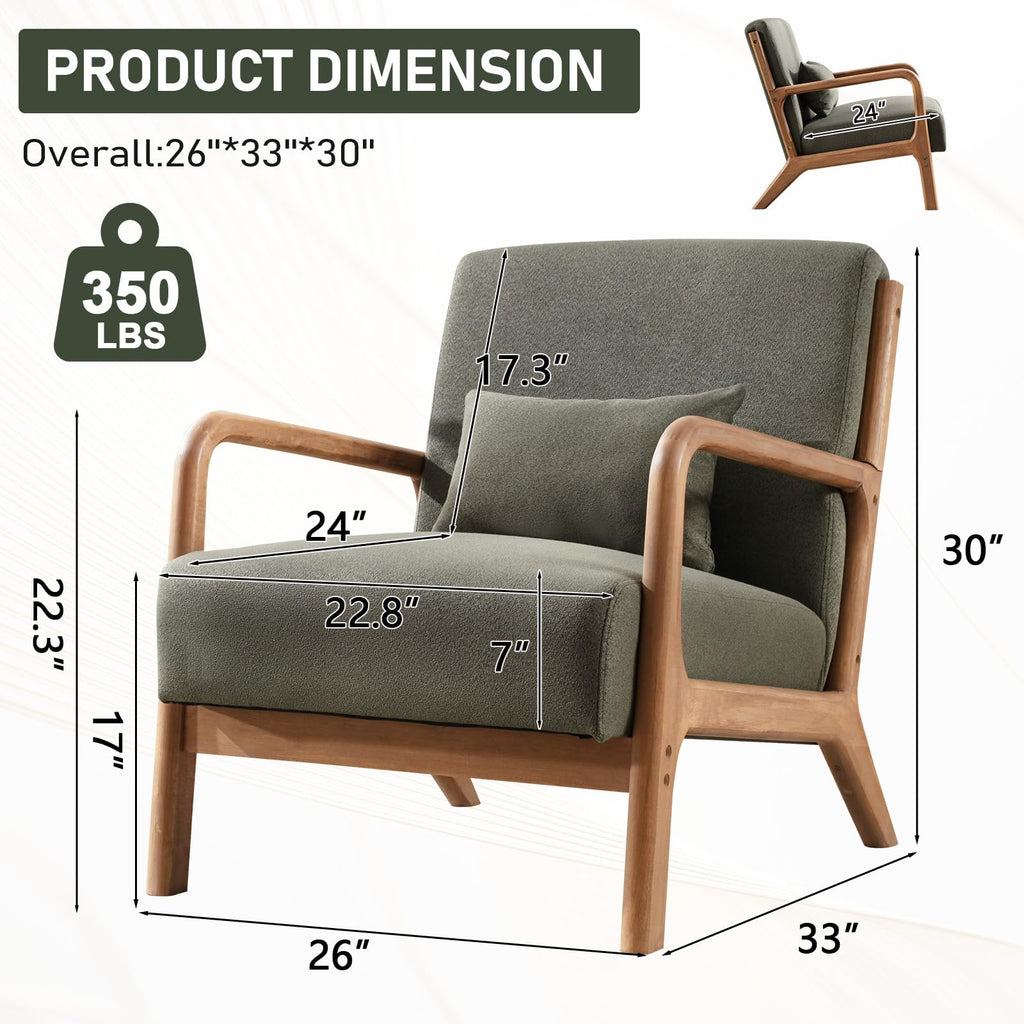 Mid Century Modern Accent Chairs Set of 2 Fabric Wood Armchair Y962708