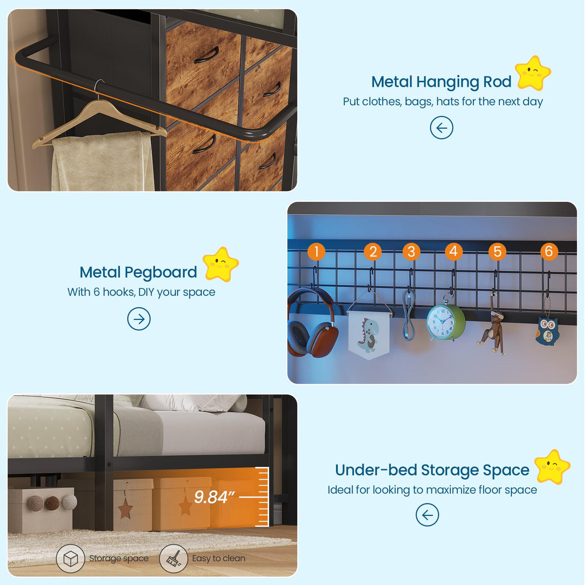 Twin Over Twin Bunk Bed with 8 Drawers and Storage Headboard M877386