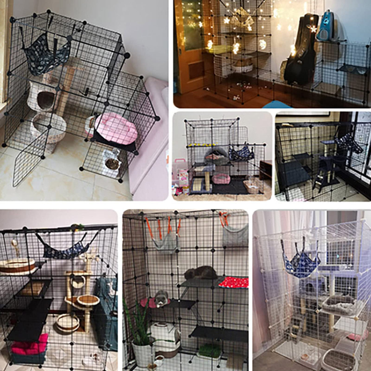 Cat Cage Indoor Playpen Metal Wire Kennel Small Animal Crate T79111