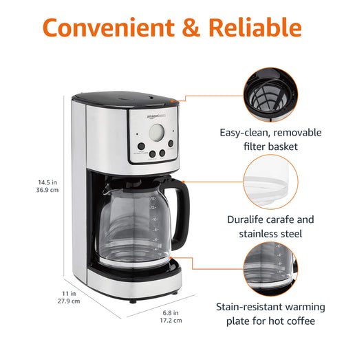 12 Cup Stainless Steel Programmable Coffeemaker T130