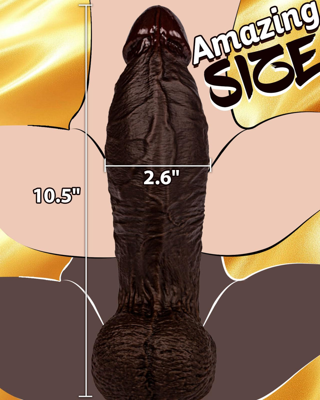 10.5'' Thick Black Realistic Curved Dildo L691310