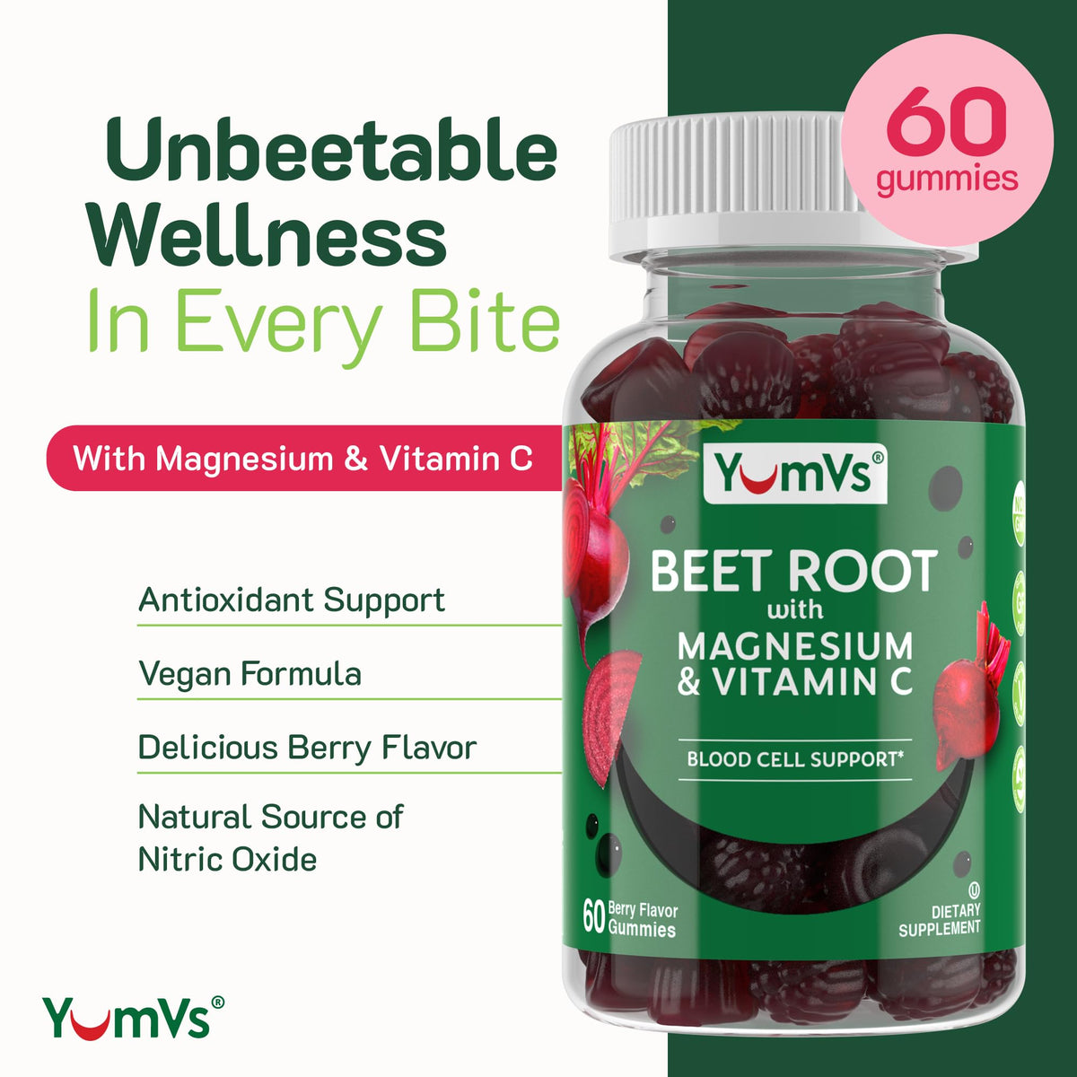 Beet Root Gummies with Magnesium & Vitamin C 60 Count R41095