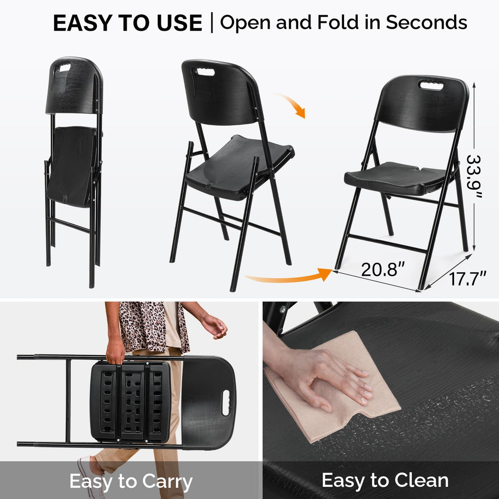 Dark 4 Pack HDPE Folding Chairs with Steel Frame O553760