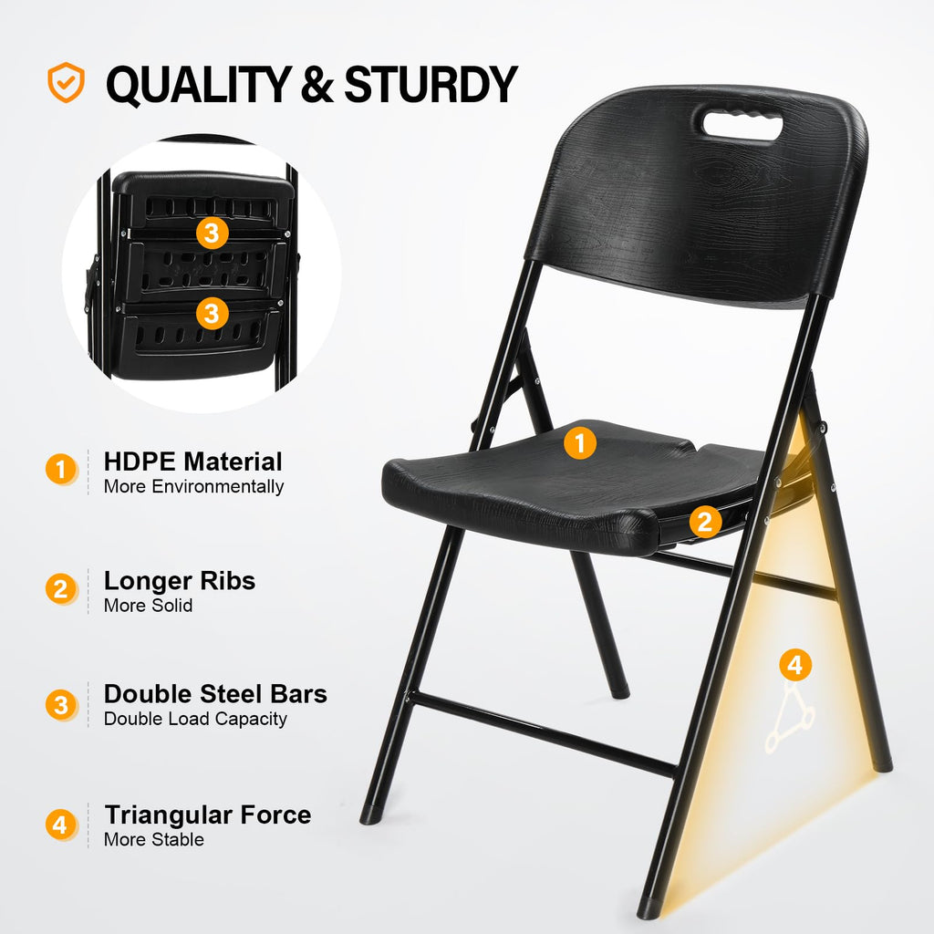 Dark 4 Pack HDPE Folding Chairs with Steel Frame O553760