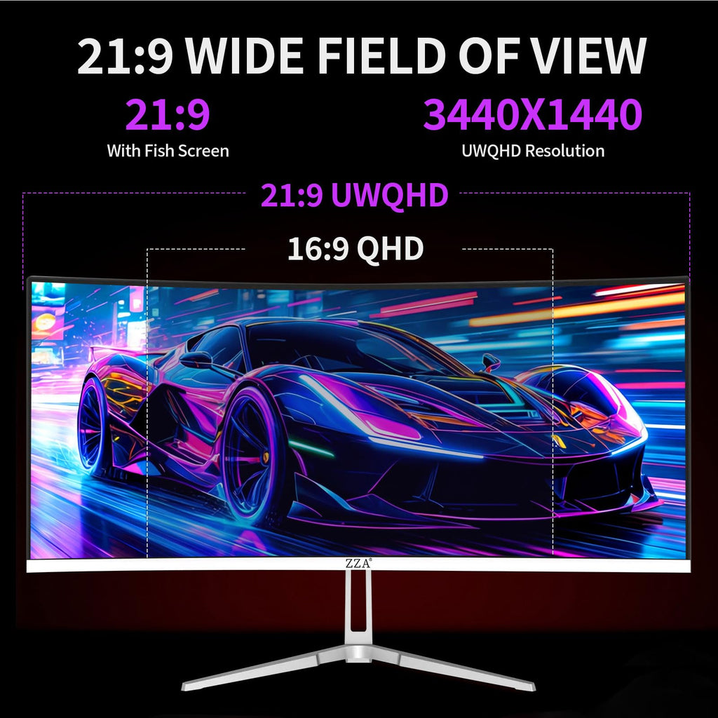 White 34'' Curved Ultrawide Gaming Monitor D746183