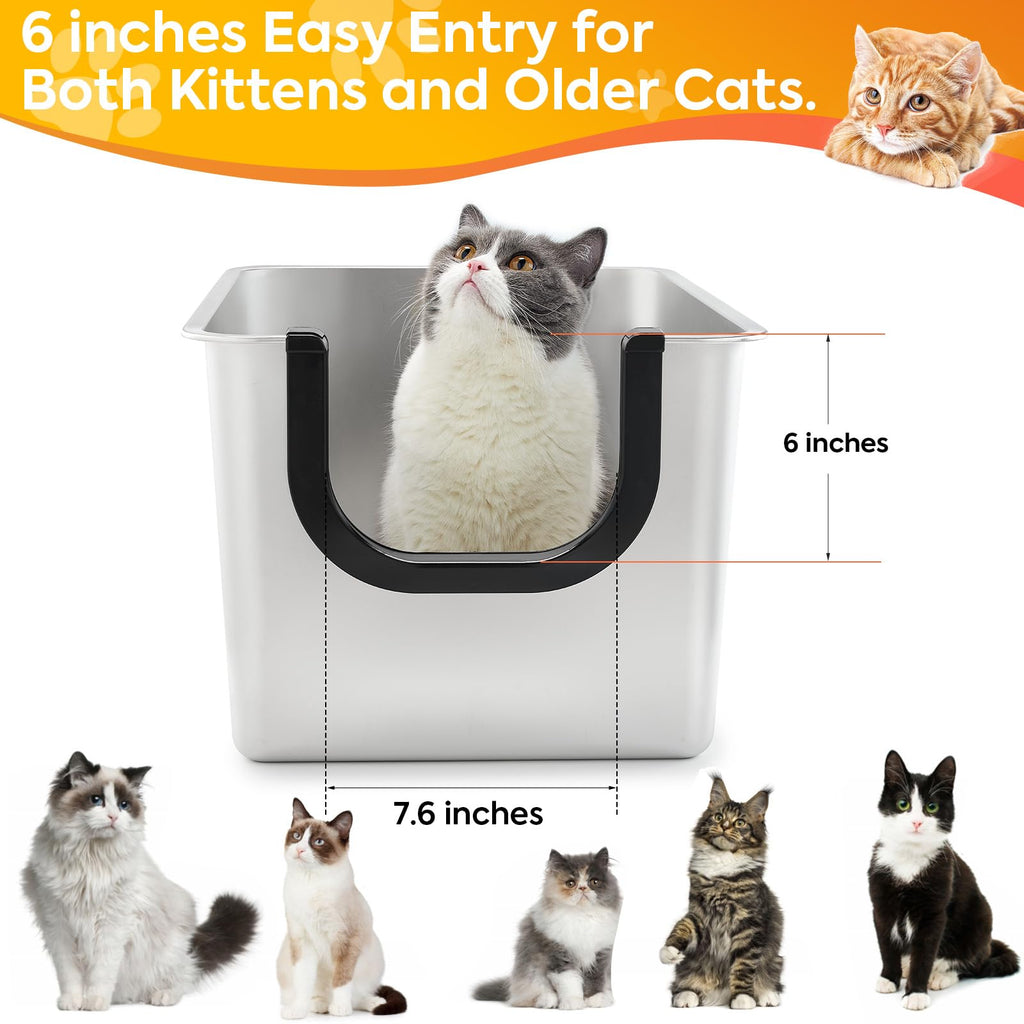 Extra Large Stainless Steel Cat Litter Box with High Sides V561677