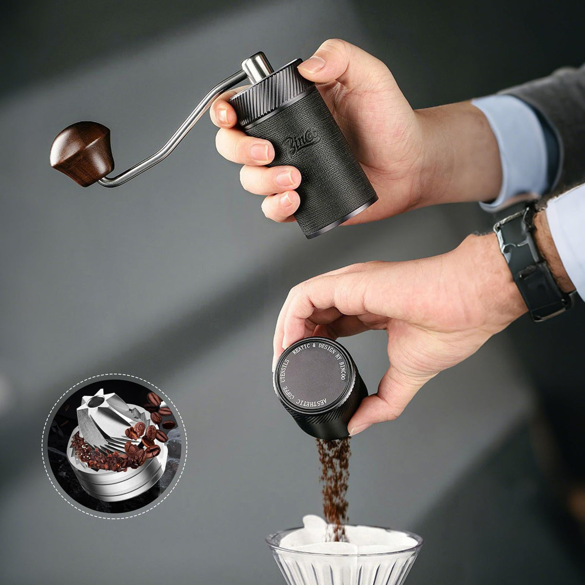 Manual Coffee Bean Grinder with Stainless Steel Conical Burr P25378