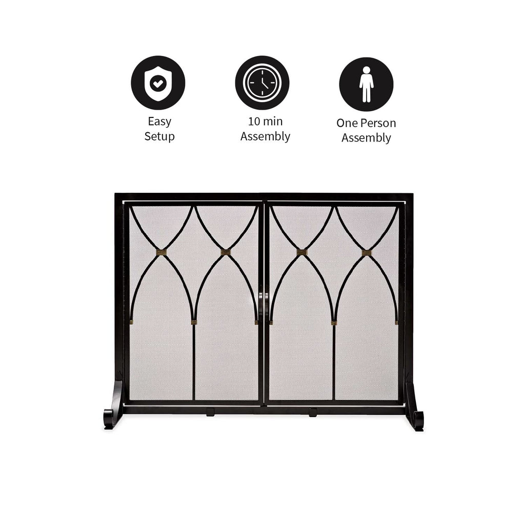 Black Metal Fireplace Screen J68046