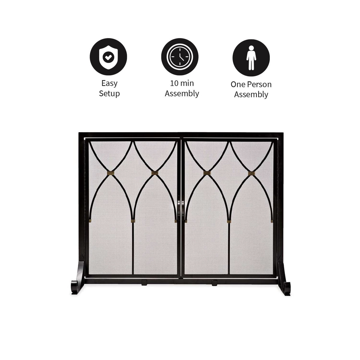 Black Metal Fireplace Screen J68046