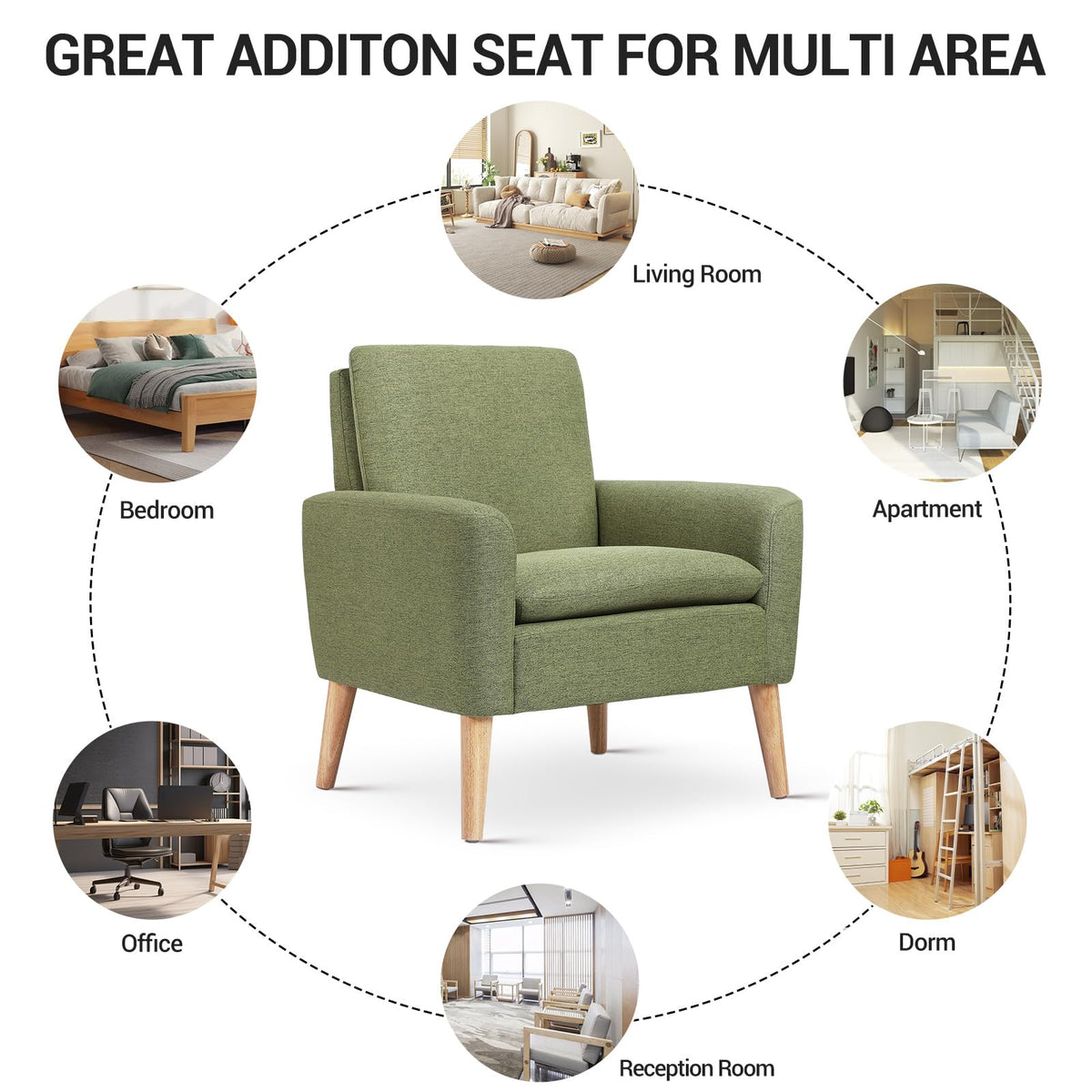 Set of 2 Green Upholstered Accent Chair P863