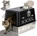 Extra Large Stainless Steel Enclosed Cat Litter Box with Lid and Scoop H602