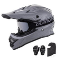 Adult ATV Dirt Bike Helmet with Goggles Gloves & Mask Adjustable Sun Visor Motorcycle Off-Road Motocross Downhill Moped MX Gray L T556