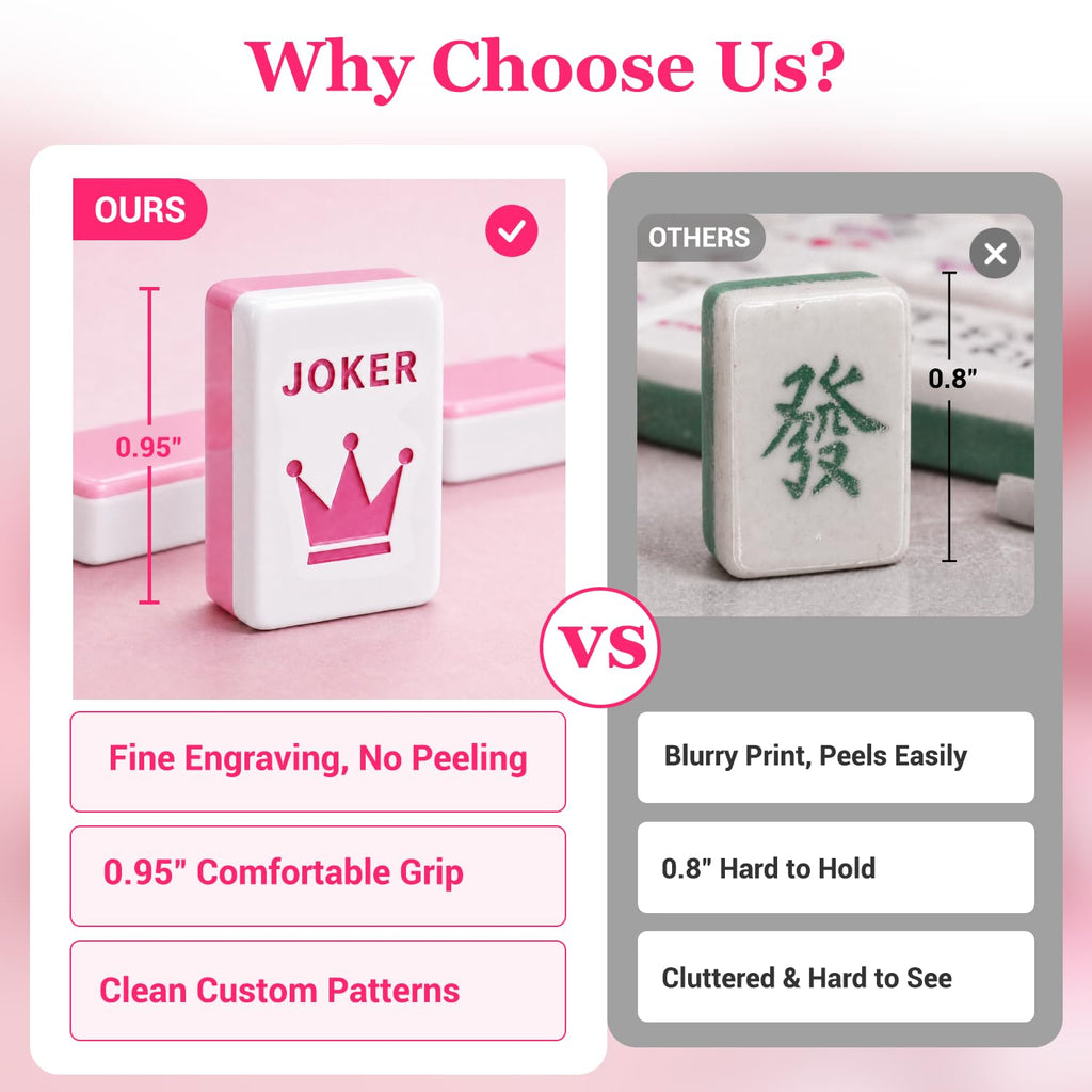 Pink Mini Travel Mahjong Tile Set with Racks and Bag I339