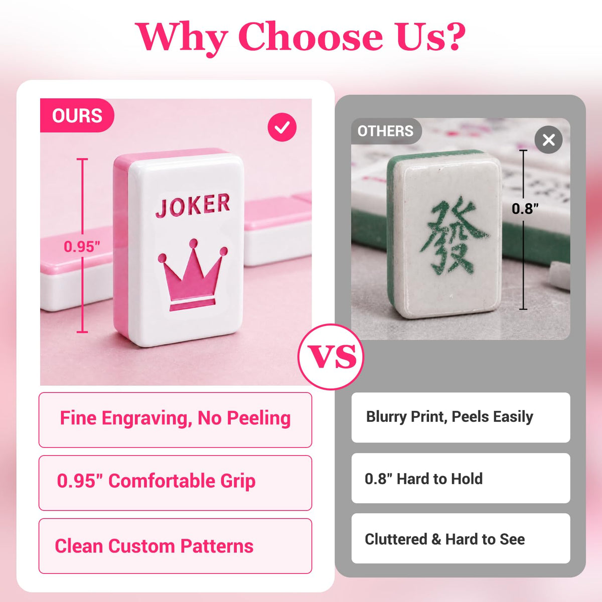 Pink Mini Travel Mahjong Tile Set with Racks and Bag I339