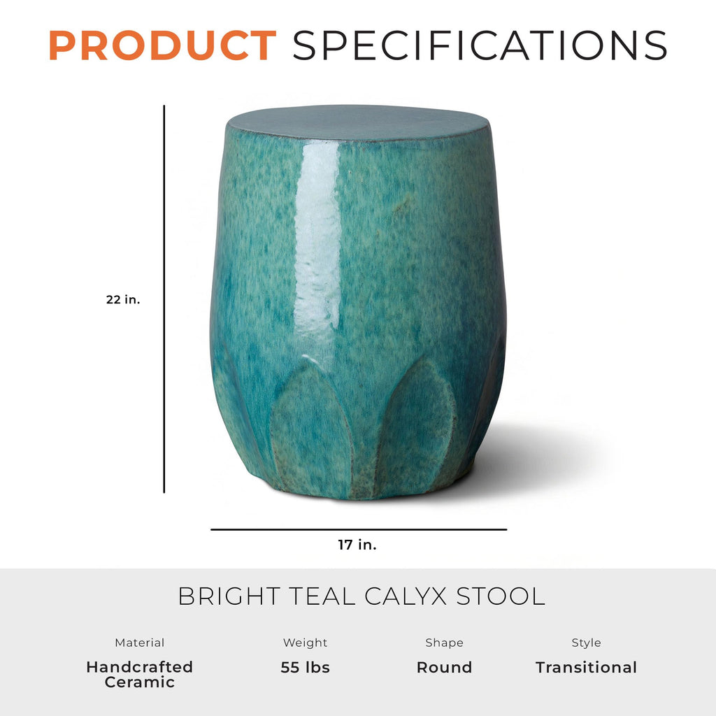 Teal Ceramic Garden Stool T7088