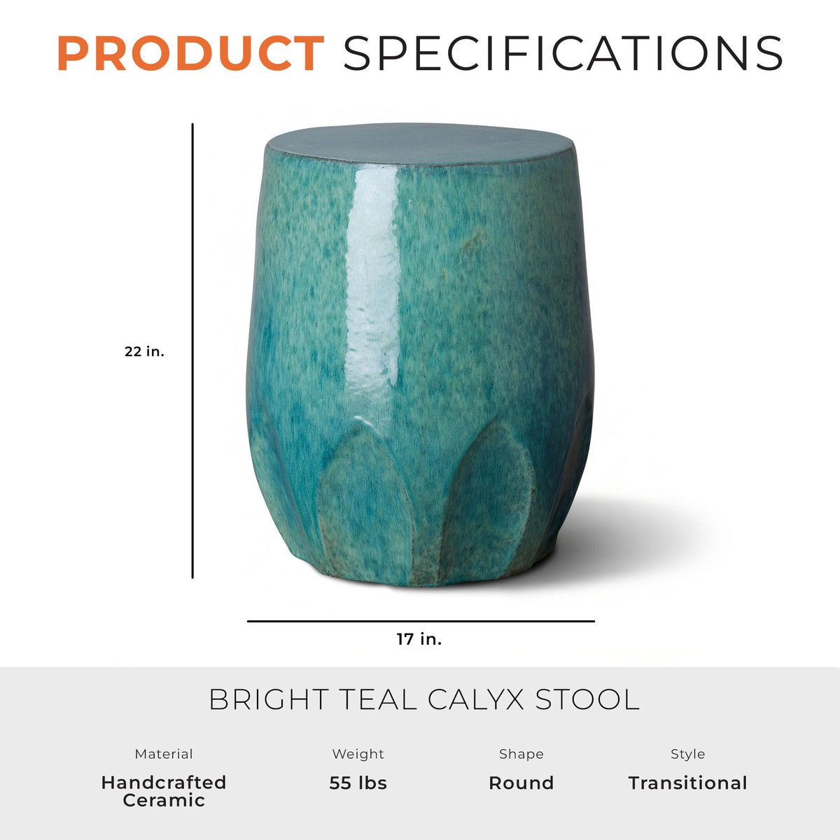 Teal Ceramic Garden Stool T7088