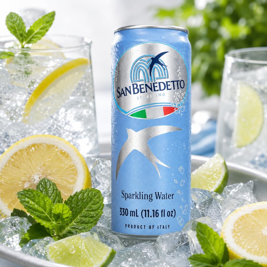 Imported Italian Sparkling Mineral Water 330mL Slim Cans Pack of 12 K193