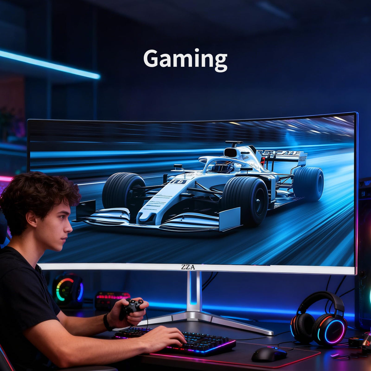 White 34'' Curved Ultrawide Gaming Monitor D746183