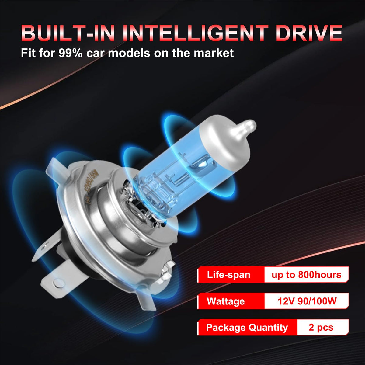 Halogen Headlight Bulb 4200k High Low Beam 2 PCS I792076