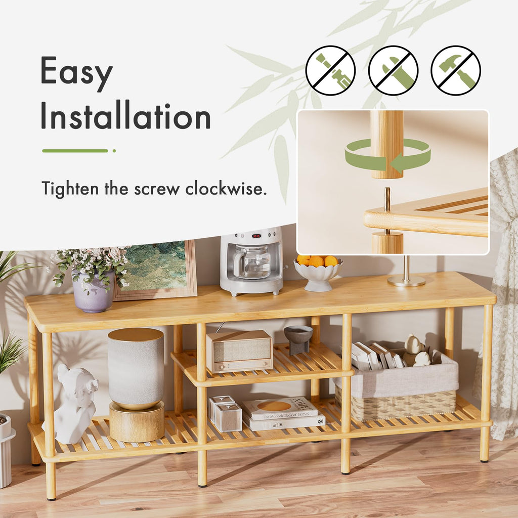 Bamboo 3 Tier TV Stand for 60 65 Inch TV W614