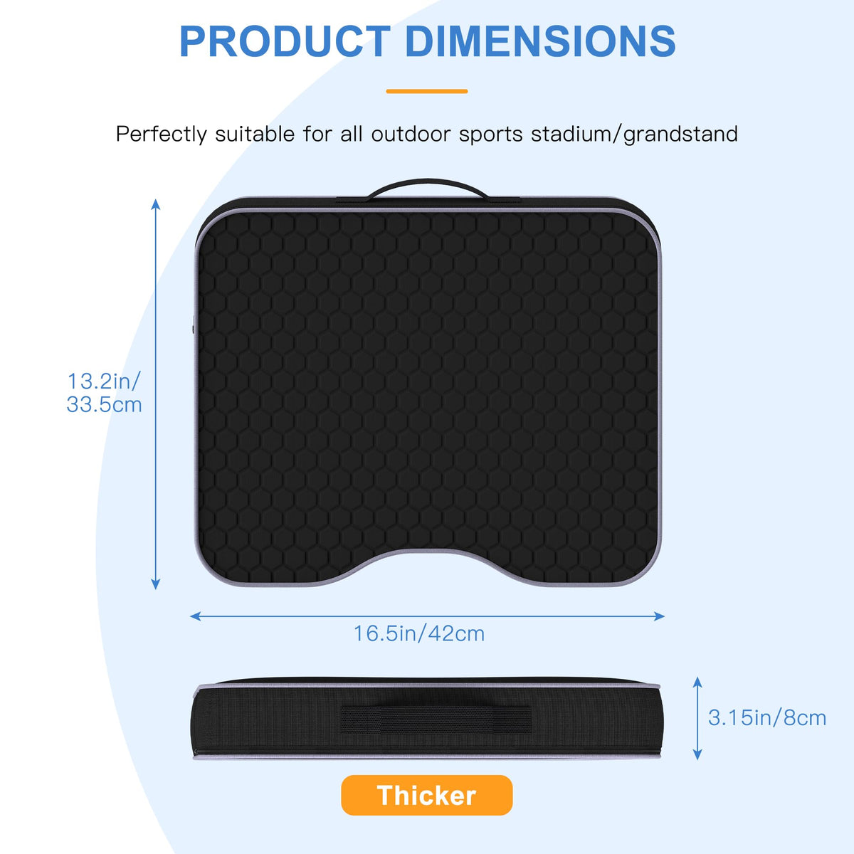 2 Pack Extra Thick Portable Bleacher Seat Cushions with Memory Foam E753